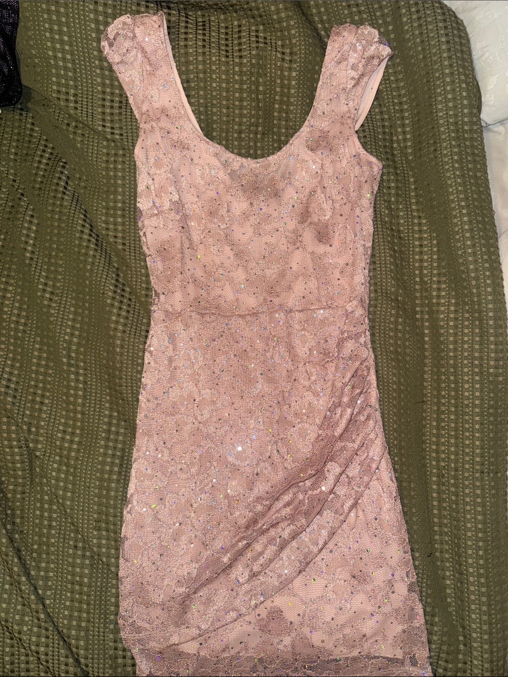 Windsor Dusty Rose Sequin Lace Mini Dress